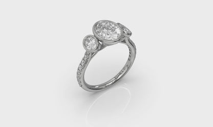 Trio Oval Bezel Engagement Ring