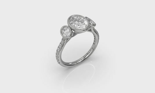 Trio Oval Bezel Engagement Ring