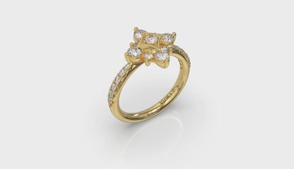 Floating Diamond Floral and Vlora Star Ring