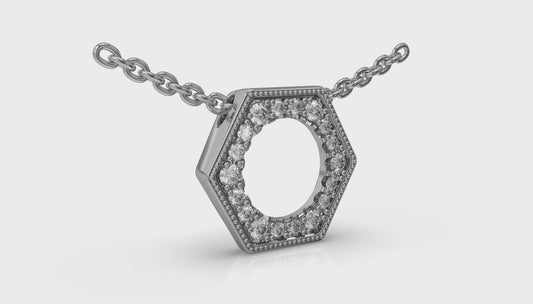 Diamond Open Honeycomb Pendant Necklace