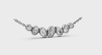 Bezel‑Set Pear, Oval and Round Shaped Diamond Curved Necklace