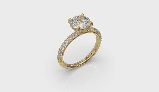 Shimmering Hidden Halo Engagement Ring with Micropave Band