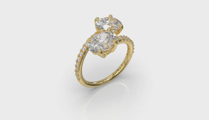 Kissing Oval Two Stone Engagement Ring