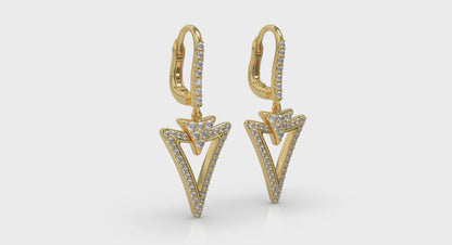 Diamond Open Double Trinity Huggie Earrings