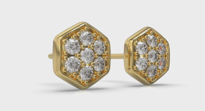 Diamond Cluster Honeycomb Stud Earrings