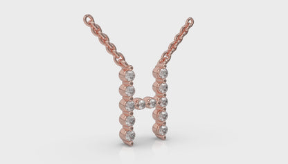 Diamond Alphabet Pendant Necklace, H