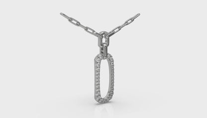 Diamond North South Open Oval Link Necklace