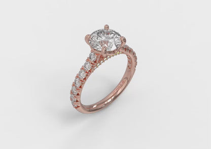 Matching Band for French Cathedral Round Diamond Engagement Ring