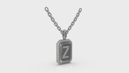 Diamond Medallion Alphabet Pendant Link Necklace, Z
