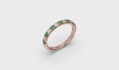 Emerald and Diamond Stackable Band