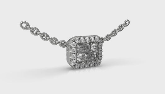 Diamond Baguette Halo Pendant Necklace