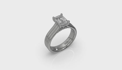 Fluted Emerald Cut Engagement Ring