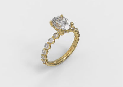 Classic Oval Engagement Ring with Floating Diamond Band