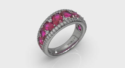 Oval Ruby and Pavé Diamond Band