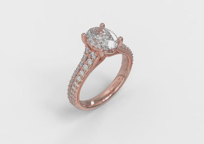 Oval Pave Cathedral Engagement Ring