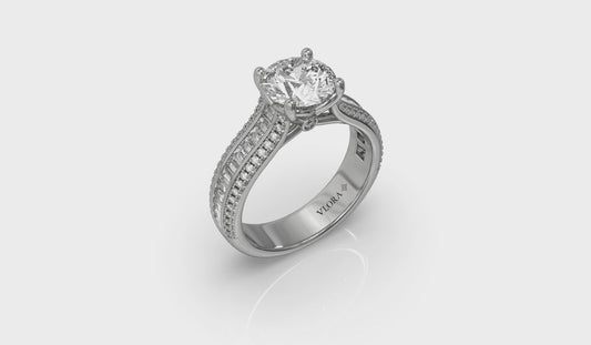 Opulent Cathedral Round Diamond Engagement Ring