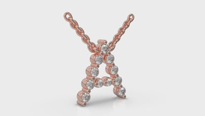 Diamond Alphabet Pendant Necklace, A