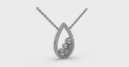Pavé Pear Shaped and Bezel Set Diamond Pendant Necklace