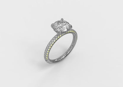 Shimmering Hidden Halo Engagement Ring with Micropave Band