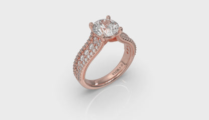 Bold Cathedral Round Diamond Engagement Ring