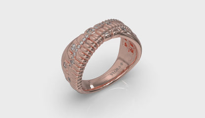 Textured Crossover Diamond Ring