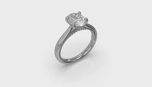 Modern Vintage Solitaire Engagement Ring with Hidden Halo
