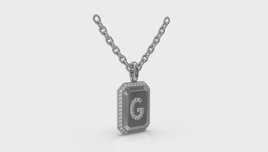 Diamond Medallion Alphabet Pendant Link Necklace, G