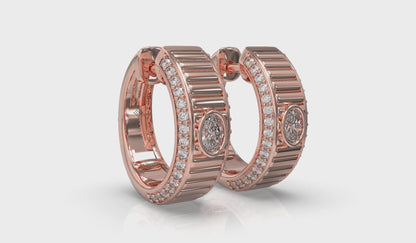 Bezel-Set Oval Diamond Huggie Earrings