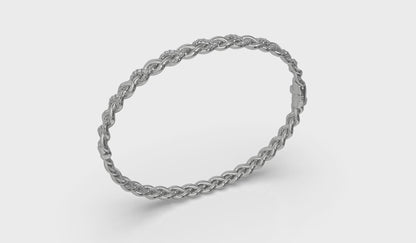 Alternating Diamond Twist Bangle Bracelet