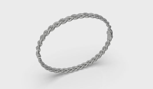 Alternating Diamond Twist Bangle Bracelet