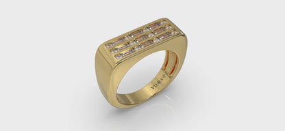 Diamond Baguette and Round Flat Top Ring