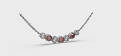 Diamond and Ruby Rounded Bezel Pendant