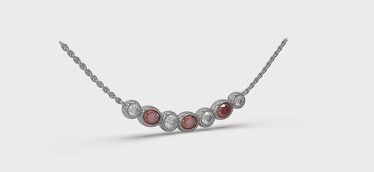Diamond and Ruby Rounded Bezel Pendant