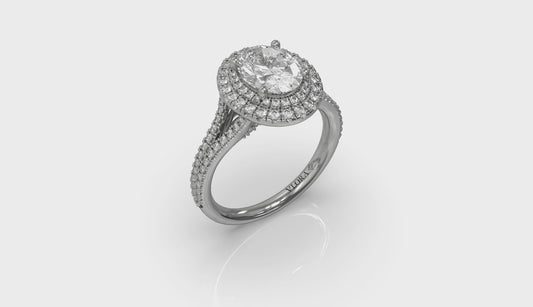 Delicate Double Halo Engagement Ring with Split Shank