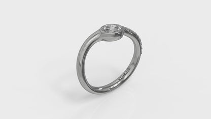 Bezel‑Set Oval Diamond Ring With Diamond Pavé Curve