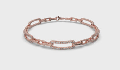 Diamond East West Open Oval Link Bracelet