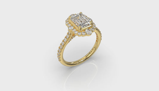 Cathedral Arch Halo Emerald Cut Engagement Ring