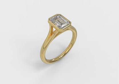 Signature Solitaire Emerald Cut Bezel Engagement Ring