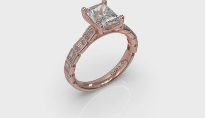 Bezeled Emerald Cut Engagement Ring