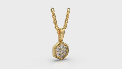 Diamond Cluster Honeycomb Pendant Necklace