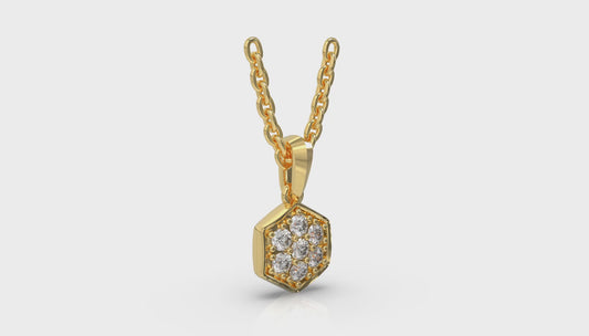 Diamond Cluster Honeycomb Pendant Necklace