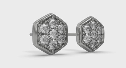 Diamond Cluster Honeycomb Stud Earrings