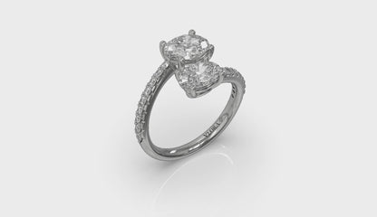 Kissing Oval Two Stone Engagement Ring