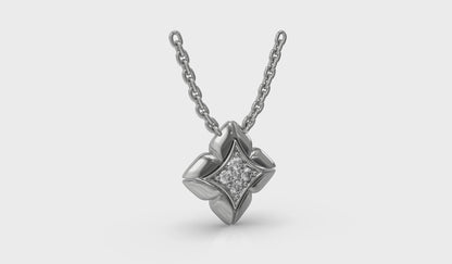 Diamond Vlora Star Floral Pendant Necklace