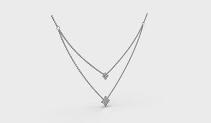 Two Row Diamond Vlora Star Pendant Necklace