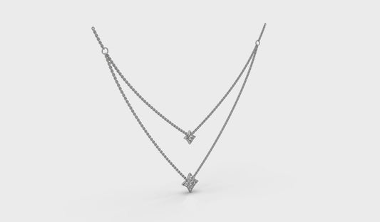 Two Row Diamond Vlora Star Pendant Necklace