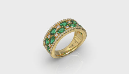 Multi Diamond and Emerald Statement Ring