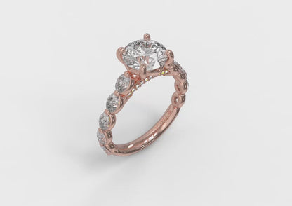 Oval Bezel Diamond Accent Round Engagement Ring