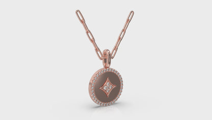 Center Star Diamonds and Bezel Pendant Necklace