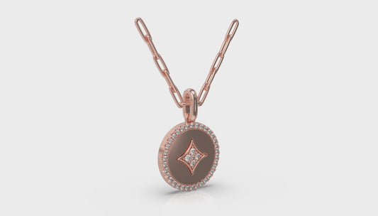 Center Star Diamonds and Bezel Pendant Necklace